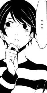 😕 anime, manga, thinking, cartoon, character whatsapp sticker