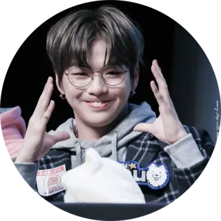 😬 anak laki-laki, kacamata, kotak-kotak, hoodie, senyum, kpop, orang whatsapp sticker