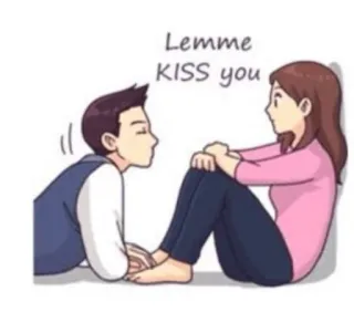 😍 Lemme KISS you kiss, love, cartoon, couple, romance telegram sticker