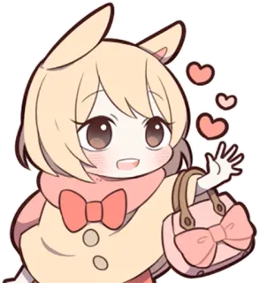 👜 卡哇伊, 可爱, 动漫, Q版, 爱心, 卡通, 绘画, 问候 telegram sticker