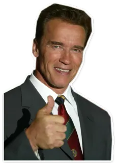 👍 Arnold Schwarzenegger actor, pulgar arriba, político, éxito, feliz telegram sticker
