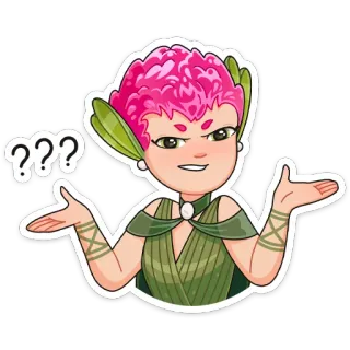 ❓ ??? สงสัย, สับสน, ไม่แน่ใจ, ตัวละคร, ผมสีชมพู, ไม่มั่นใจ, สงสัยว่า, อะไร telegram sticker