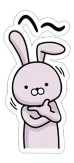 😯 กระต่าย, กระต่ายน้อย, คิด, การ์ตูน, สติกเกอร์ telegram sticker