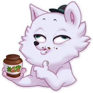👍 Kreskówka, Zwierzę, Kot, Nutella, Jedzenie, Czekolada, Słodkie telegram sticker