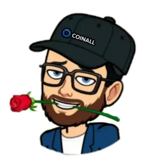🌹 COINALL Bitmoji, rosa, hombre, gafas, sombrero, cripto whatsapp sticker