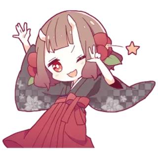 ✌️ Anime-Mädchen, Niedlich, Kawaii, Illustration, Cartoon whatsapp sticker