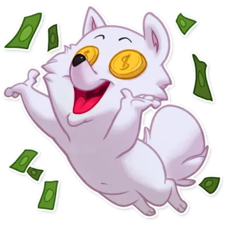 🤑 pies, pieniądze, kreskówka, monety, finanse, bogactwo, prosperity telegram sticker