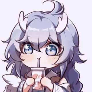 🍪 Anime, Fofo, Garota, Boba, Bebendo, Desenho animado whatsapp sticker