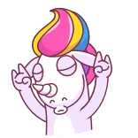 🤟 unicorn, kartun, magi, binatang, pelangi, simbol perdamaian telegram sticker