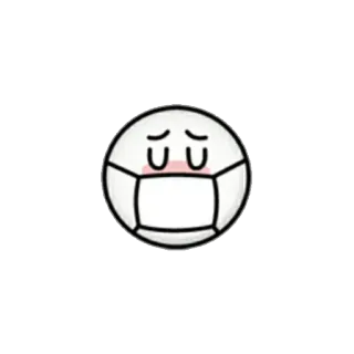 😷 絵文字, マスク, 悲しい, 白, 丸, 漫画 telegram sticker