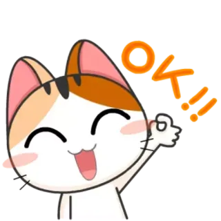 👌 OK!! 猫, 可愛い, OK, ポジティブ, 漫画 telegram sticker