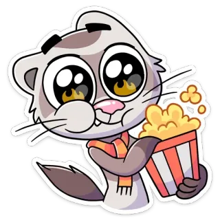 🍿 fret, cartoon, popcorn, dier, schattig telegram sticker