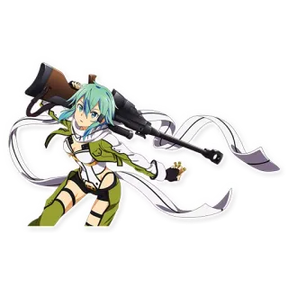 😎 Sinon Sword Art Online 애니메이션, 저격수, 총, 캐릭터, 소녀 telegram sticker