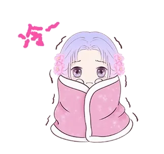 🥶 Anime, Dibujos animados, Chica, Triste, Frío, Manta telegram sticker