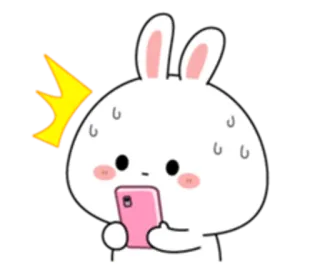 😀 thỏ, sốc, điện thoại, emoji, hoạt hình, phim hoạt hình telegram sticker