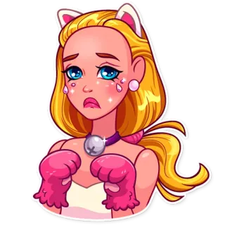 🥺 catgirl, anime, cartoon, kawaii, cute, kitty telegram sticker