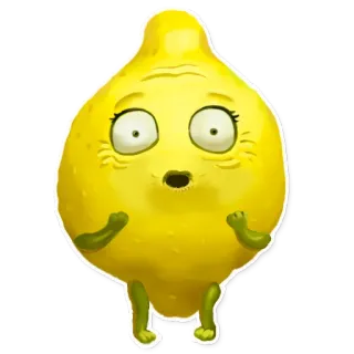 😲 limão, fruta, desenho animado, amarelo, adesivo, azedo telegram sticker