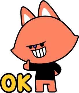 👌 OK OK, zorro, dibujos animados, personaje, animal, pulgares arriba telegram sticker