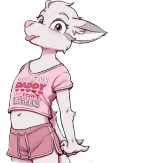 👚 sorry Boys, DADDY says I can't Date furry, anthropomorphic, pink, cute, character, cartoon whatsapp sticker