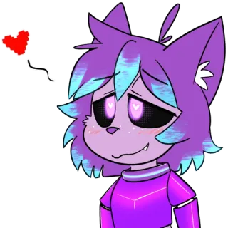 💜 漫画, 猫, ハート, 愛, 紫, 動物 telegram sticker