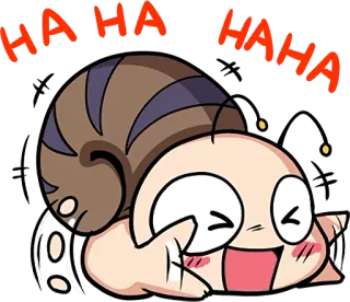 😁 HAHA HAHAHA caracol, riendo, jaja, anime, dibujos animados, alegría whatsapp sticker