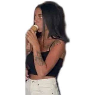 🍦 женщина, мороженое, ест, тату, девушка, портрет whatsapp sticker