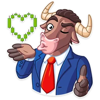 😘 Бык, Биржа, Финансы, Инвестиции, Торговля, Бизнес, Мультфильм telegram sticker