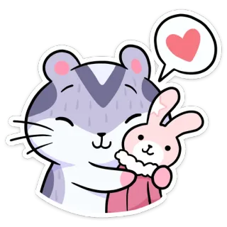 🤗 햄스터, 토끼, 귀여운, 하트, 사랑, 만화, 동물 telegram sticker