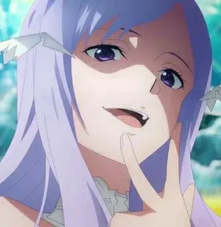 😏 动漫, 女孩, 和平手势, 微笑, 可爱, 卡通 telegram sticker