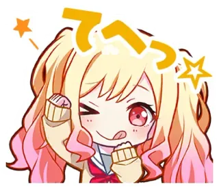 😜 へへっ anime, cute, kawaii, cartoon whatsapp sticker