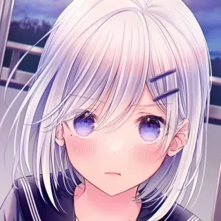 😠 Anime, Ragazza, Capelli bianchi, Carina, Manga, Uniforme scolastica telegram sticker