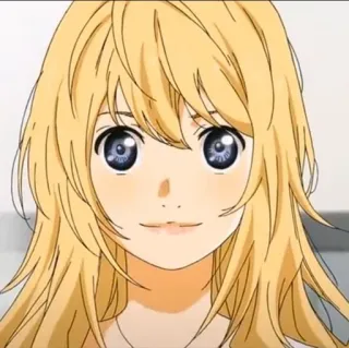 🎻 Kaori Miyazono Your Lie in April アニメ, キャラクター, カオリ, 金髪, 笑顔 telegram sticker
