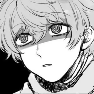 😠 Anime, Manga, Portret, Monochromatyczny, Rysunek, Postać, Smutny, Ilustracja telegram sticker