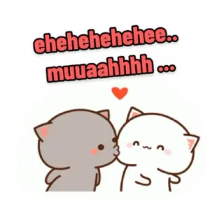 😘 ehehehehehee..muuaahhhh... cats, kiss, love, cute, cartoon whatsapp sticker
