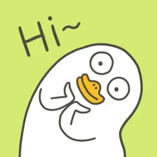 💨 Hi~ anatra, cartone animato, saluto, carino, animale, ciao whatsapp sticker