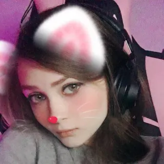 😾 oreilles de chat, filtre, portrait, fille, femme, écouteurs telegram sticker