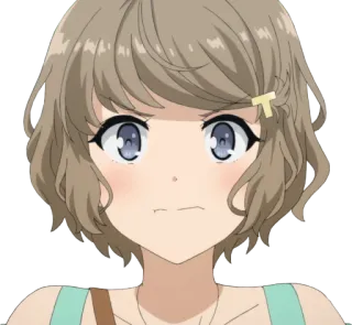 😤 Mai Sakurajima Rascal Does Not Dream of Bunny Girl Senpai Anime, Schulmädchen, Ausdruckslos, Brünette telegram sticker