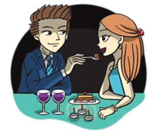🥄 pareja, cena, romántico, restaurante, postre, cita telegram sticker