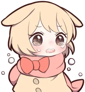 😭 动漫, 可爱, 难过, 哭泣, 冬天, 围巾, 卡通 telegram sticker