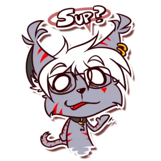 🙂 Sup? Cartoon, Gruß, Lässig, Tier, Katze whatsapp sticker
