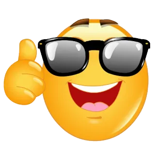 👍 emoji, thumbs up, cool, sunglasses, positive whatsapp sticker