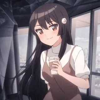 🥰 Cô gái anime, Cà phê, Dễ thương, Hoạt hình, Phim hoạt hình, Minh họa telegram sticker