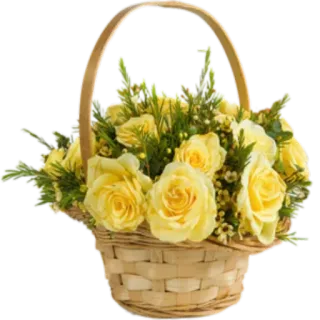 🌸 hoa, hoa hồng, vàng, bó hoa, giỏ, thiên nhiên telegram sticker