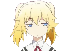 😒 anime, aburrida, chica, expresión, rubia, personaje telegram sticker