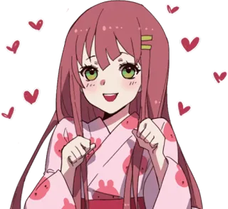 ❤️ Аниме, Девушка, Сердечки, Милый, Каваий whatsapp sticker