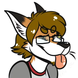 😛 Фурри, Лиса, Мультик, Антро, Животное, Очки, Язык telegram sticker