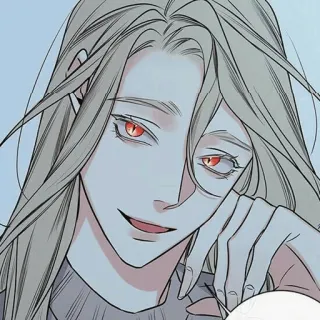 🧬 Manhwa, Anime, Sonrisa burlona, Ojos rojos, Vampiro, Piel pálida telegram sticker