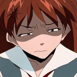 ☹️ Asuka Langley Sohryu Neon Genesis Evangelion anime, girl, angry, expression, Asuka, Evangelion telegram sticker