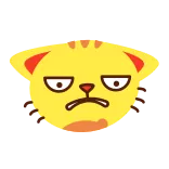 😔 kat, boos, geel, gretig, dier, meme, uitdrukking, sticker telegram sticker