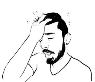 😣 man, upset, frustrated, headache, sad, disappointed, worry, tired telegram sticker